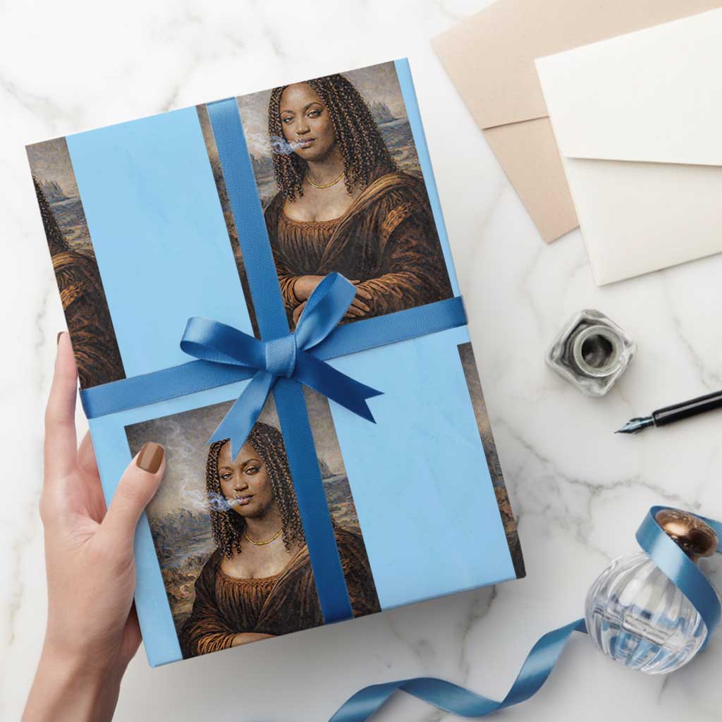 Funny Black Mona Lisa Wrapping Paper Roll African American Pride - Wonder Print Shop