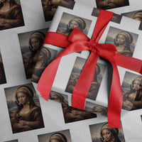 Funny Black Mona Lisa Wrapping Paper Roll Melanin Queen Black History Month - Wonder Print Shop