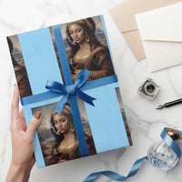 Funny Black Mona Lisa Wrapping Paper Roll Melanin Queen Black History Month - Wonder Print Shop