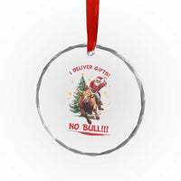 Funny Black Santa Bull Riding Christmas Crystal Glass Ornament I Deliver Gifts No Bull - Wonder Print Shop