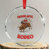 Funny Black Santa Bull Riding Christmas Crystal Glass Ornament I Do Not Deliver Gifts I Rodeo - Wonder Print Shop