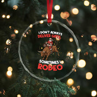 Funny Black Santa Bull Riding Christmas Crystal Glass Ornament I Do Not Deliver Gifts I Rodeo - Wonder Print Shop