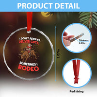 Funny Black Santa Bull Riding Christmas Crystal Glass Ornament I Do Not Deliver Gifts I Rodeo - Wonder Print Shop