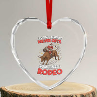 Funny Black Santa Bull Riding Christmas Heart Crystal Glass Ornament I Do Not Deliver Gifts I Rodeo - Wonder Print Shop