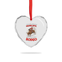 Funny Black Santa Bull Riding Christmas Heart Crystal Glass Ornament I Do Not Deliver Gifts I Rodeo - Wonder Print Shop
