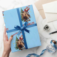 Funny Black Santa Bull Riding Christmas Wrapping Paper Roll I Deliver Gifts No Bull - Wonder Print Shop