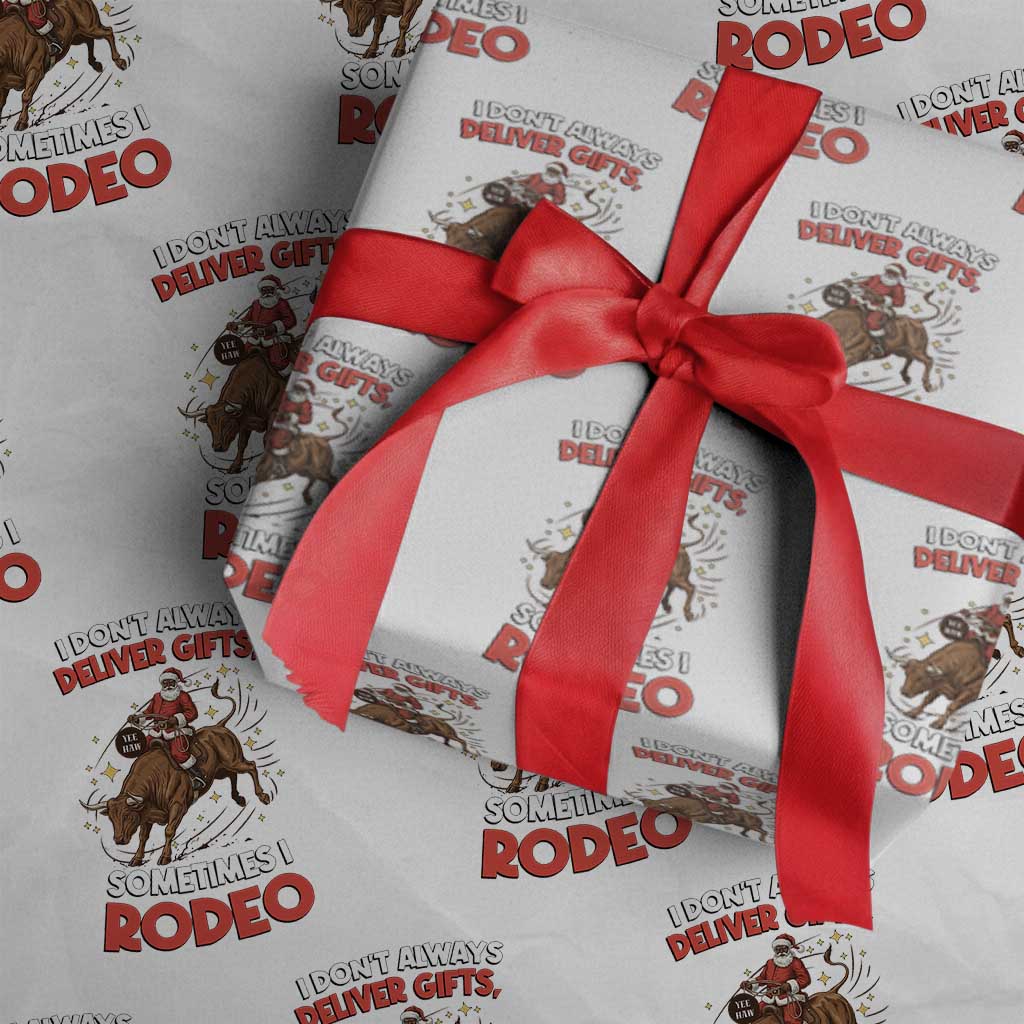 Funny Black Santa Bull Riding Christmas Wrapping Paper Roll I Do Not Deliver Gifts I Rodeo - Wonder Print Shop