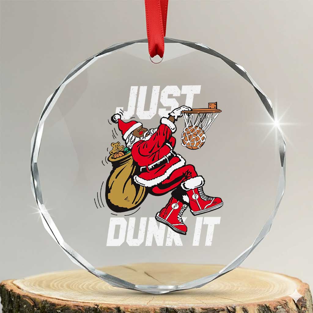 Funny Black Santa Christmas Basketball Crystal Glass Ornament Just Dunk It Xmas Sport - Wonder Print Shop