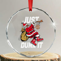 Funny Black Santa Christmas Basketball Crystal Glass Ornament Just Dunk It Xmas Sport - Wonder Print Shop