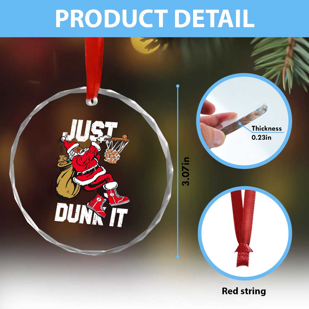 Funny Black Santa Christmas Basketball Crystal Glass Ornament Just Dunk It Xmas Sport - Wonder Print Shop