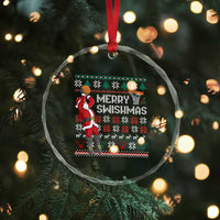 Funny Black Santa Christmas Basketball Crystal Glass Ornament Merry Swishmass Xmas Sport - Wonder Print Shop