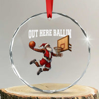 Funny Black Santa Christmas Basketball Crystal Glass Ornament Out Here Ballin Xmas Santa Sport - Wonder Print Shop