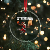 Funny Black Santa Christmas Basketball Crystal Glass Ornament Out Here Ballin Xmas Santa Sport - Wonder Print Shop