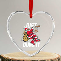 Funny Black Santa Christmas Basketball Heart Crystal Glass Ornament Just Dunk It Xmas Sport - Wonder Print Shop