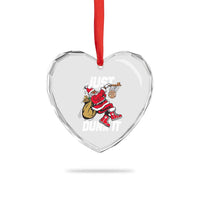 Funny Black Santa Christmas Basketball Heart Crystal Glass Ornament Just Dunk It Xmas Sport - Wonder Print Shop