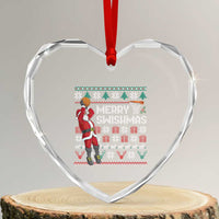 Funny Black Santa Christmas Basketball Heart Crystal Glass Ornament Merry Swishmass Xmas Sport - Wonder Print Shop