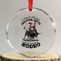 Funny Black Santa Cowboy Bull Rider Christmas Crystal Glass Ornament I Do Not Deliver Gifts I Rodeo - Wonder Print Shop