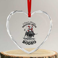 Funny Black Santa Cowboy Bull Rider Christmas Heart Crystal Glass Ornament I Do Not Deliver Gifts I Rodeo - Wonder Print Shop