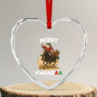 Funny Black Santa Cowboy Heart Crystal Glass Ornament Merry Kwanzaa Cultural Pride Gift - Wonder Print Shop
