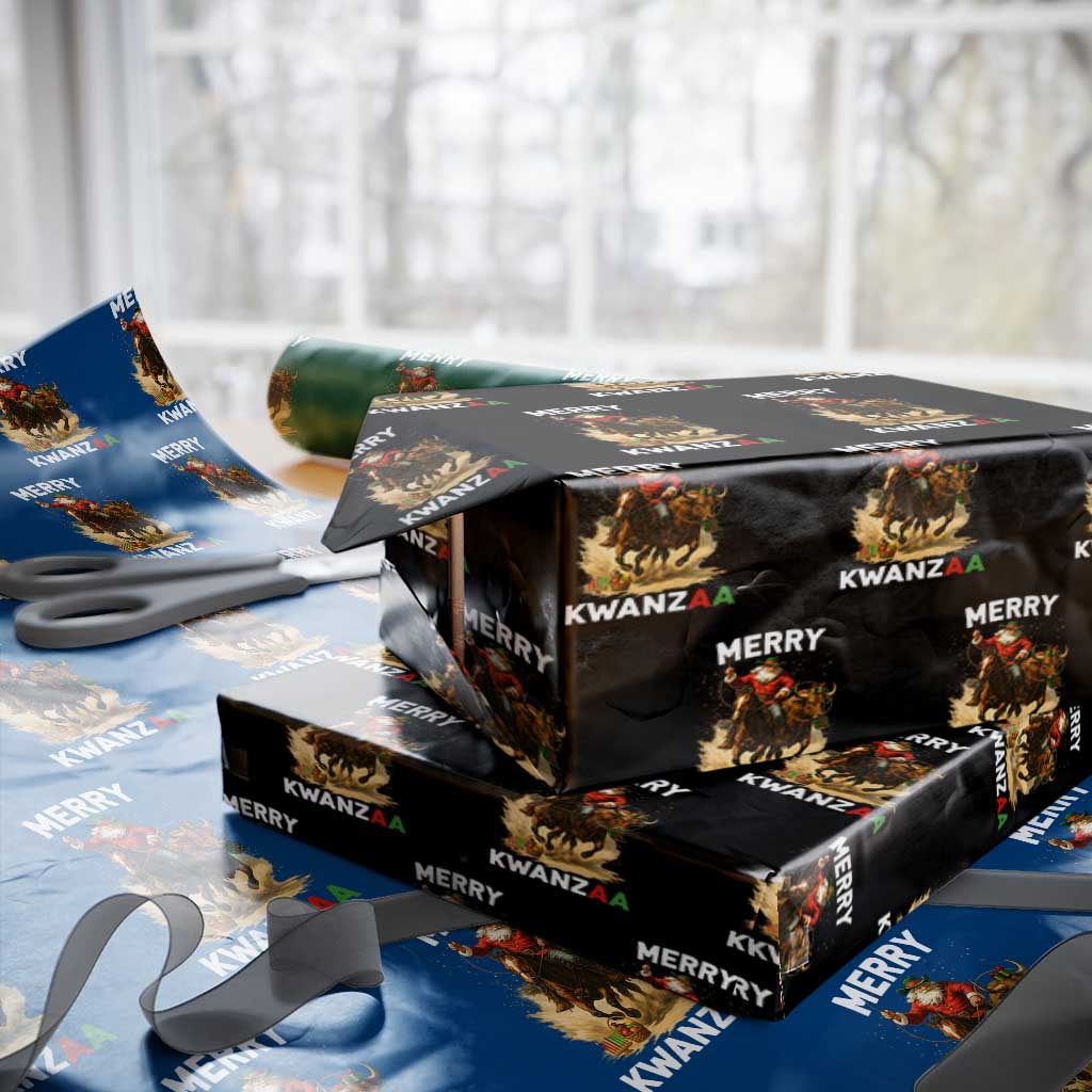 Funny Black Santa Cowboy Wrapping Paper Roll Merry Kwanzaa Cultural Pride Gift - Wonder Print Shop