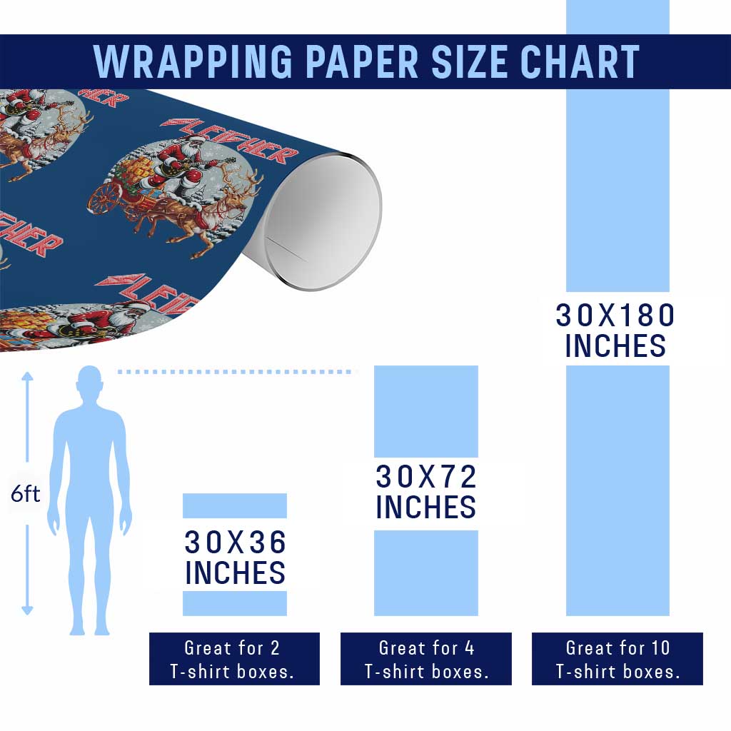 Funny Black Santa Heavy Metal Christmas Wrapping Paper Roll Sleigher Xmas Rock & Roll - Wonder Print Shop