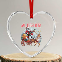 Funny Black Santa Heavy Metal Xmas Heart Crystal Glass Ornament Sleigher Xmas Rock & Roll - Wonder Print Shop