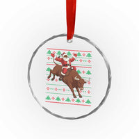 Funny Black Santa Riding Bull Crystal Glass Ornament Ugly Christmas Sweater Gift - Wonder Print Shop