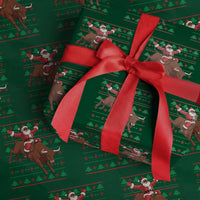 Funny Black Santa Riding Bull Wrapping Paper Roll Ugly Christmas Sweater Gift - Wonder Print Shop