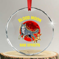 Funny Blood Moon Side Effects Wolf and Chihuahua Dog Humor Graphic Crystal Glass Ornament