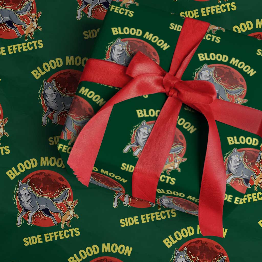 Funny Blood Moon Side Effects Wolf and Chihuahua Dog Humor Graphic Wrapping Paper Roll