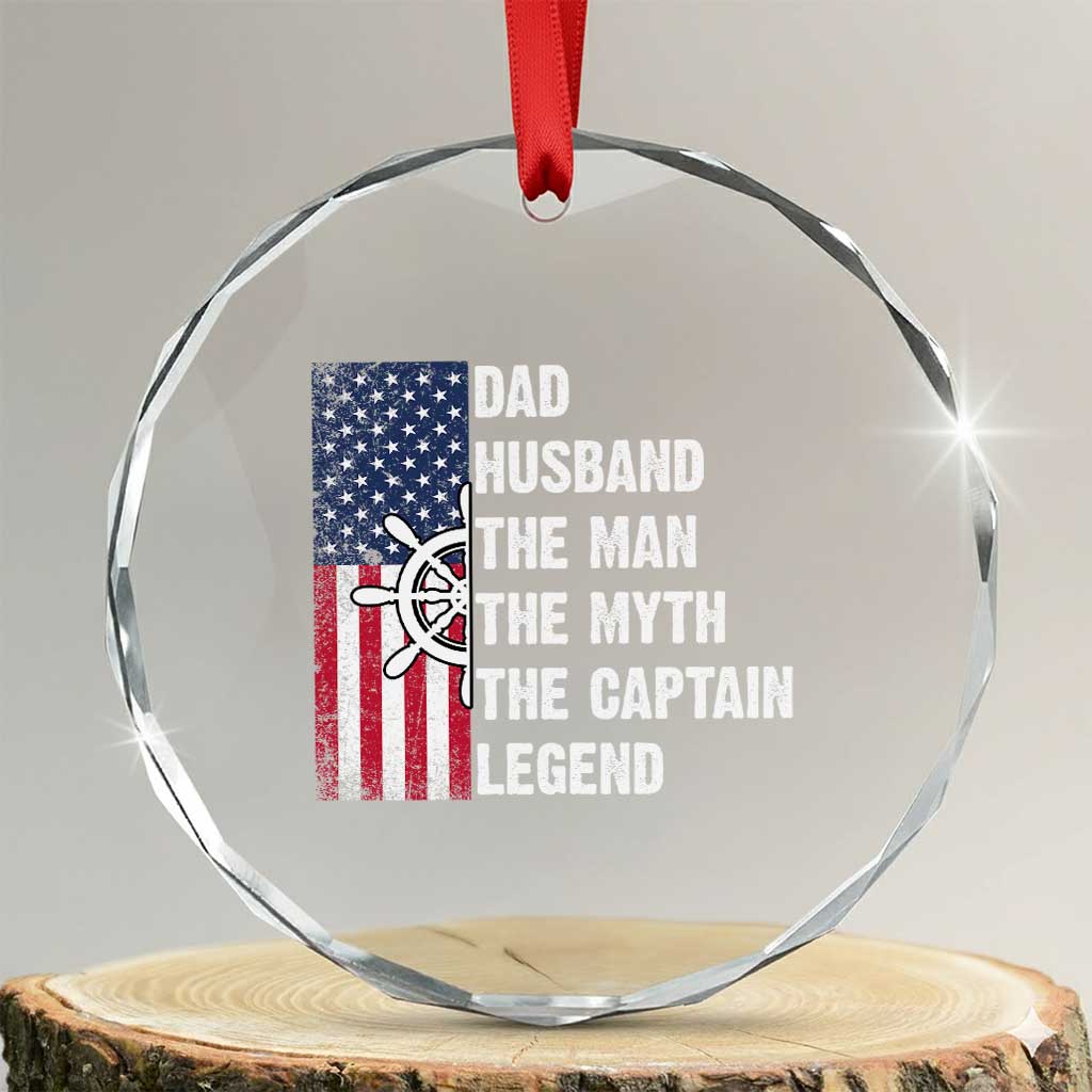 Funny Boat Captain Crystal Glass Ornament Dad Husband The Man The Myth The Captain Legend - Wonder Print Shop