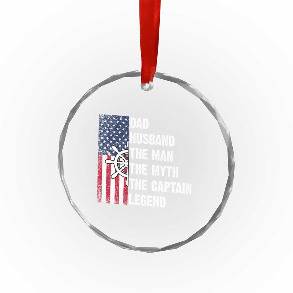 Funny Boat Captain Crystal Glass Ornament Dad Husband The Man The Myth The Captain Legend - Wonder Print Shop
