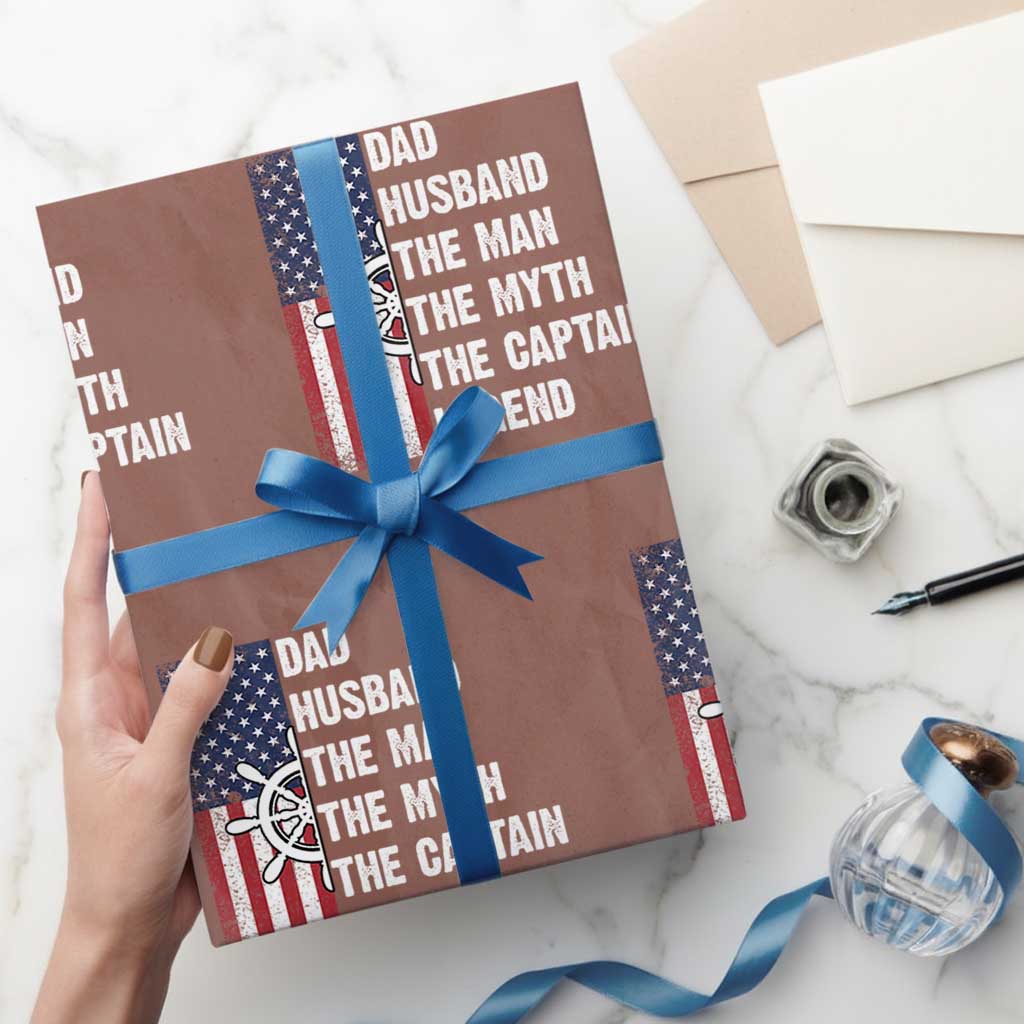 Funny Boat Captain Wrapping Paper Roll Dad Husband The Man The Myth The Captain Legend - Wonder Print Shop