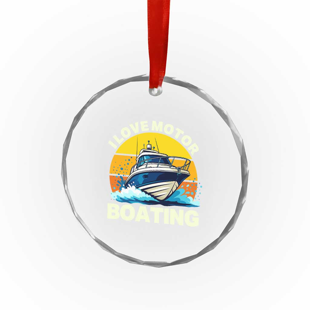 Funny Boater Crystal Glass Ornament I Love Motorboating - Wonder Print Shop
