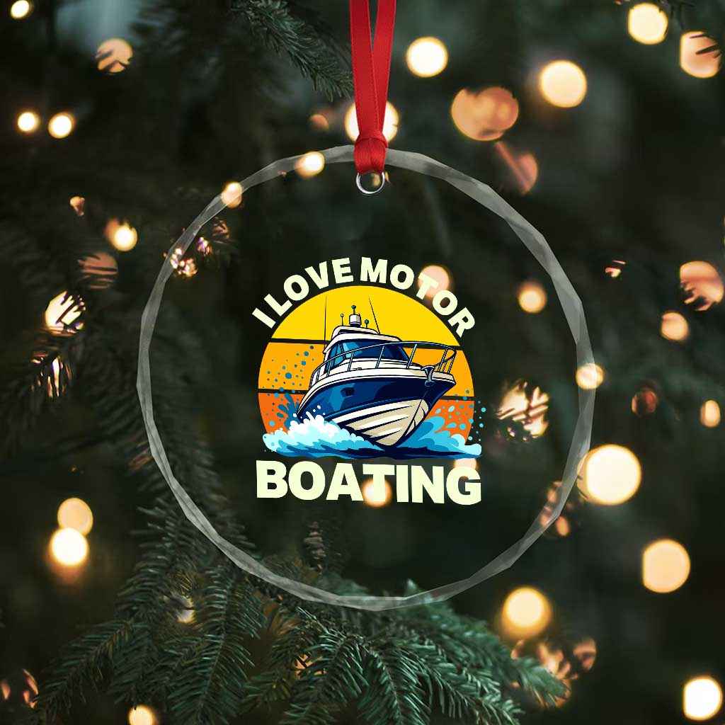 Funny Boater Crystal Glass Ornament I Love Motorboating - Wonder Print Shop