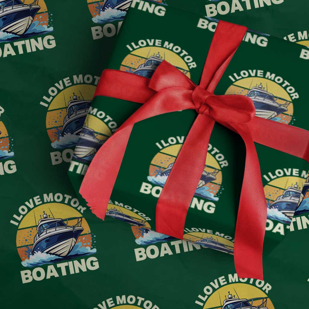 Funny Boater Wrapping Paper Roll I Love Motorboating - Wonder Print Shop