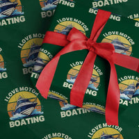 Funny Boater Wrapping Paper Roll I Love Motorboating - Wonder Print Shop