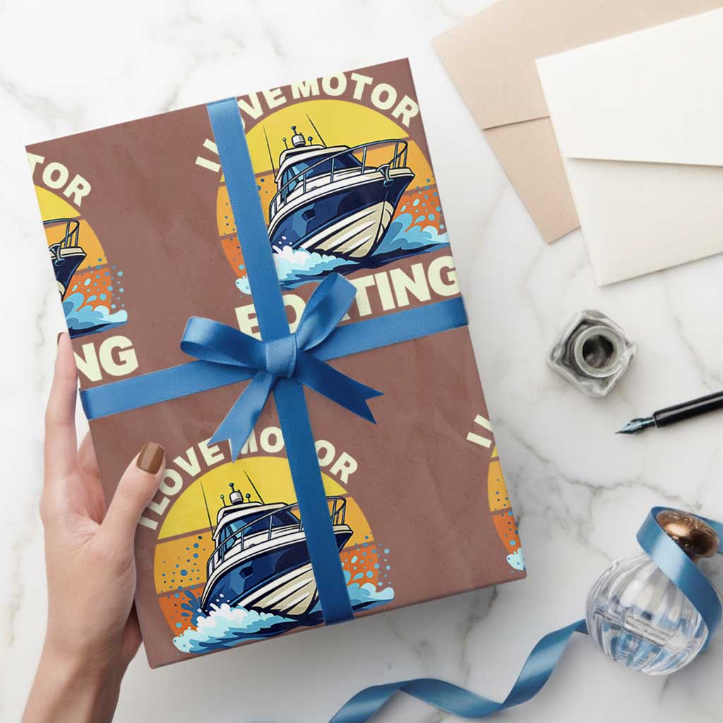 Funny Boater Wrapping Paper Roll I Love Motorboating - Wonder Print Shop