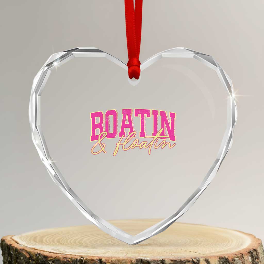 Funny Boating And Floatin Heart Crystal Glass Ornament Summer Vacation Boat Lake Life - Wonder Print Shop