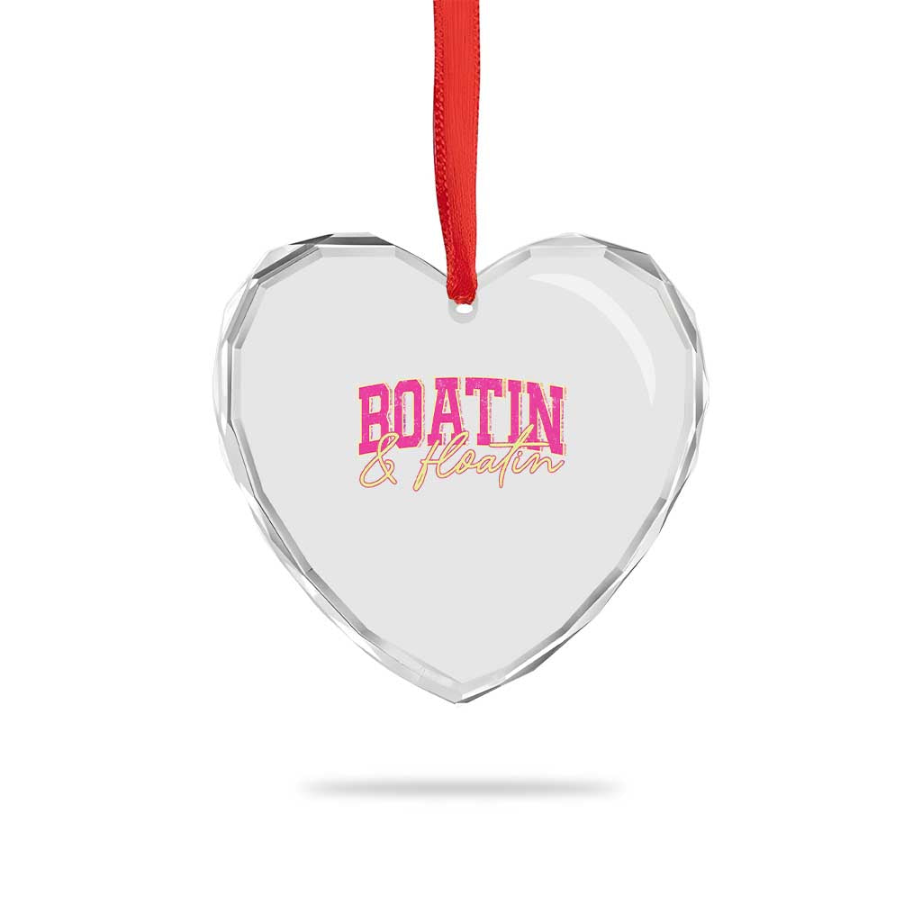 Funny Boating And Floatin Heart Crystal Glass Ornament Summer Vacation Boat Lake Life - Wonder Print Shop
