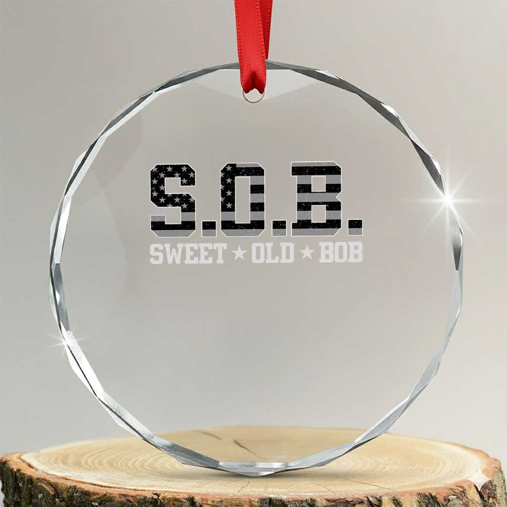 Funny Bob Crystal Glass Ornament Fathers Day Dad Sweet Old Bob Retro USA Flag - Wonder Print Shop