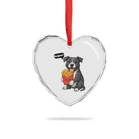 Funny Bonjour French Fries Heart Crystal Glass Ornament Pitbull Dog Gift - Wonder Print Shop
