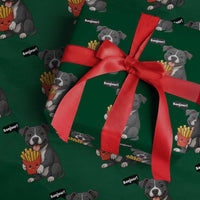 Funny Bonjour French Fries Wrapping Paper Roll Pitbull Dog Gift - Wonder Print Shop