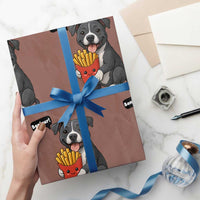 Funny Bonjour French Fries Wrapping Paper Roll Pitbull Dog Gift - Wonder Print Shop
