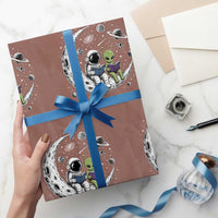 Funny Bookworm In Space Wrapping Paper Roll Cute Astronaut And Alien Reading