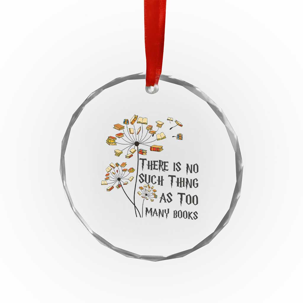 Funny Bookworm Saying Crystal Glass Ornament There Is No Such Thing As Too Many Books TS12