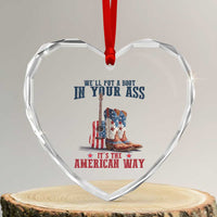 Funny Boot in Your Ass American Way Heart Crystal Glass Ornament Patriotic Country Style USA Pride - Wonder Print Shop