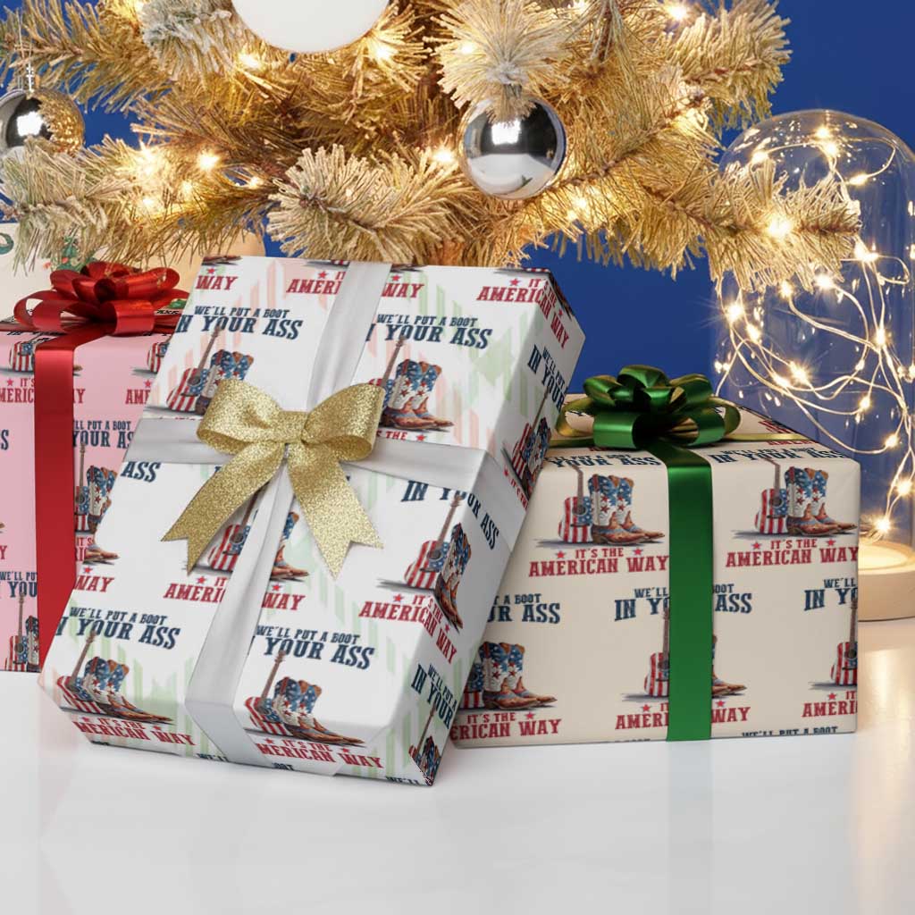 Funny Boot in Your Ass American Way Wrapping Paper Roll Patriotic Country Style USA Pride - Wonder Print Shop