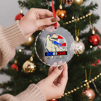 Funny Boricua Dinosaur Dino Puerto Rican Flag Hispanic Heritage Crystal Glass Ornament - Wonder Print Shop