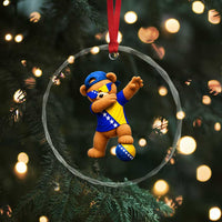 Funny Bosnia Teddy Bear Dabbing Fudbal Fan Gift Crystal Glass Ornament